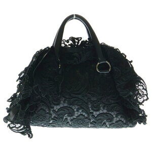 Prada Handbag Black Lace Bag Boston